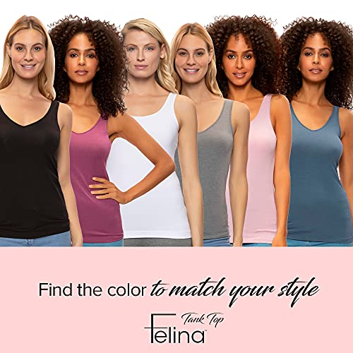 Felina Reversible Cotton Women’s Tank Top | 4-Pack (Heather Grey, Large) #TOP6