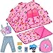 ZITA ELEMENT Ensemble de 7 tentes de camping pour poupées de 18 pouces - comprenant des vêtements pour poupées de 18 pouces, une tente, un sac de couchage, un sac à dos, un appareil photo et une carte