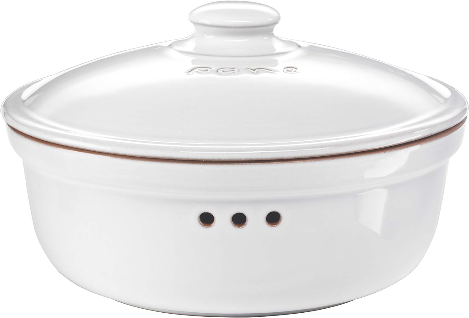 Römertopf Round Bread Pot Made of Natural Clay - White Ceramic Bread Box with Lid Diameter 30 cm - For Bread, Rolls, Fruit & Vegetables - Dishwasher Safe, Hygienic, Food Safe