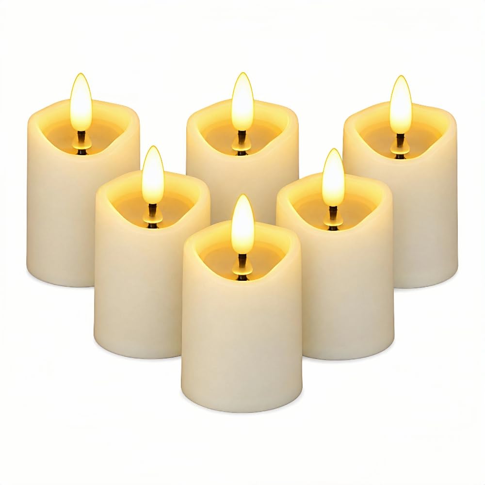 Simplelight Ivory Flameless Votive Candles with Timer, Set of 6