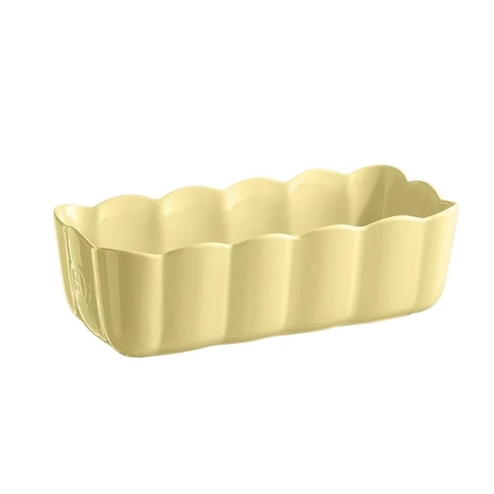 Plat Four Plat de Cuisson rectangulaire en céramique avec Un pétale ondulé Plat Gratin(Yellow)