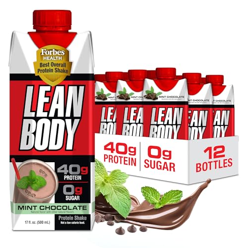 Labrada Lean Body Ready-to-Drink Mint Chocolate Protein Shake 40g Protein Whey Blend 0 Sugar Gluten Free 22 Vitamins & Minerals (Recyclable Carton & Lid - Pack of 12) LABRADA