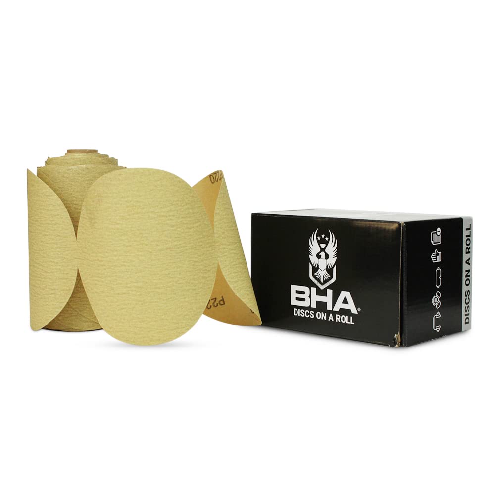 BHA 12,7 cm Dischi su un rotolo di carta abrasiva adesiva PSA dorata, confezione da 100 (grana 100)