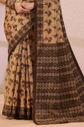 Image of TAMAIRA FASHION Mulmul Pure Cotton Saree For Woman Floral Batik Printed|Office Wear Daily Wear Sarees For Women Without Blouse Piece(Available in 18 Colours)