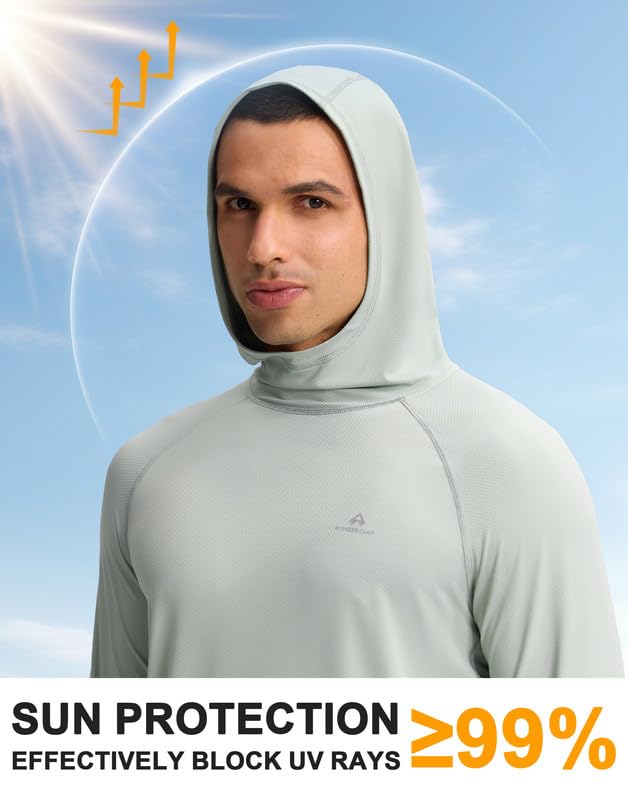 Pioneer Camp Sudadera con capucha UPF 50+ para hombre como camiseta de protección UV, secado rápido, para deportes acuáticos, pesca y verano, con diseño de agujero para el pulgar