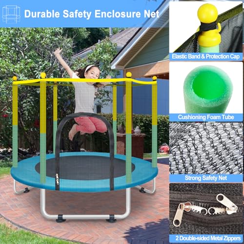 Indoor Trampoline for Kids Ages 1-8, 55" Small Outdoor Toddler Trampoline with Safety Enclosure Net, No-Gap Safe Design, Baby Round Jumping Mat, Recreational Trampolines Birthday Gifts for Boys Girls - Image 6