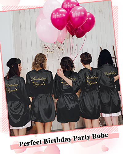 Image of Neer 21 Pcs Women Birthday Party Robe Set Queen Squad Kimono Satin Bathrobes with Eye Mask and Scrunchie for Birthday