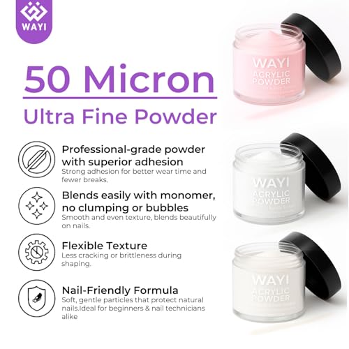 Polvo acrílico para uñas 3 colores 43g blanco claro rosa miniatura 2