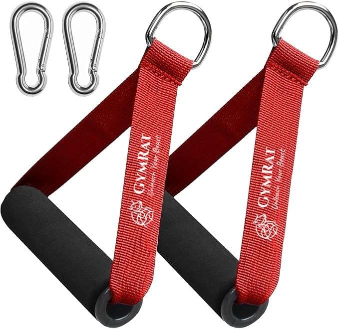 GYMRAT™ Premium Durable Resistance Band Handles/Gym Cable Handles with Snaphook, Comfortable Exercise Handle Grips Attachment (RED Gym Handles, Set of 1 Pair)-image-23