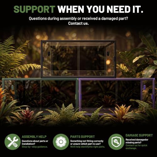 Image of 120 Gallon Reptile Tank, 4x2x2 Reptile Enclosure for Bearded Dragon, Snake, Ball Python & Chameleon, Aluminum Alloy Reptile Terrariums Cage with Front Sliding Tempered Glass Doors (Black)