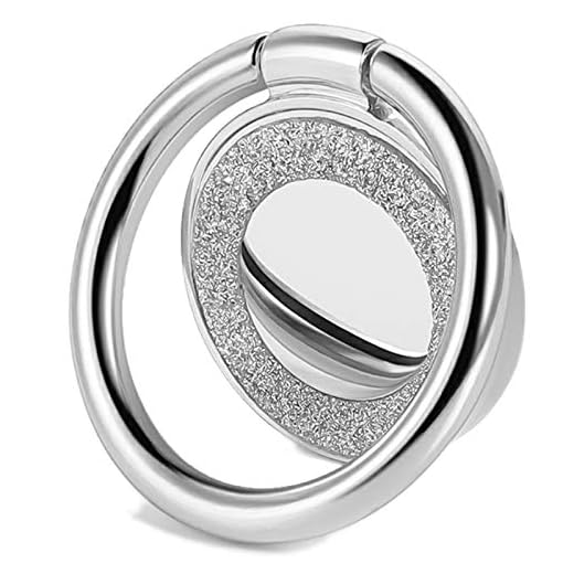 Cell Phone Ring Holder Finger Kickstand Turns 360° Degrees & 180° Degrees Adjustable to Fit Your Needs Helps Stabilize Phone for Selfies iPhone Stand Phone Grip Circle Bling 51697 (Silver)