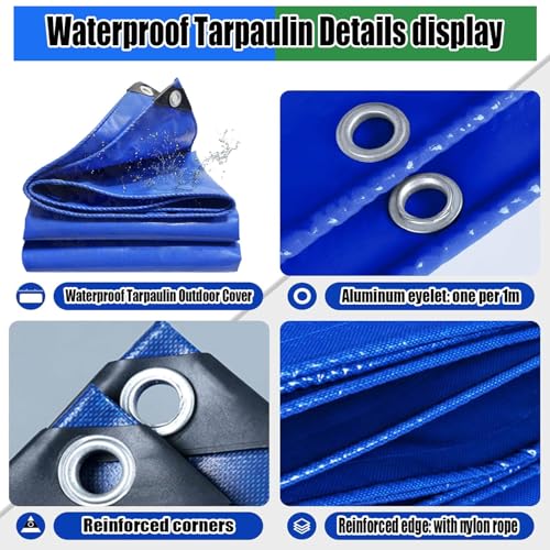 Lona con ojales 1x1.4m azul impermeable y protectora multiusos 5