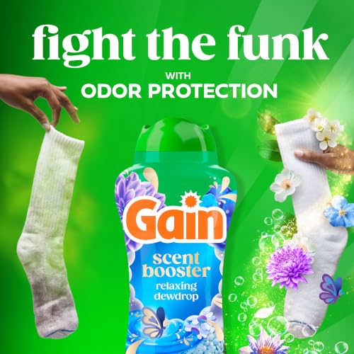Image of Gain In-Wash Laundry Scent Booster Beads Long-Lasting Fresh Scent Beads All Day Freshness and Odor Protection, Relaxing Dewdrop Scent, 24 oz (Packaging May Vary)