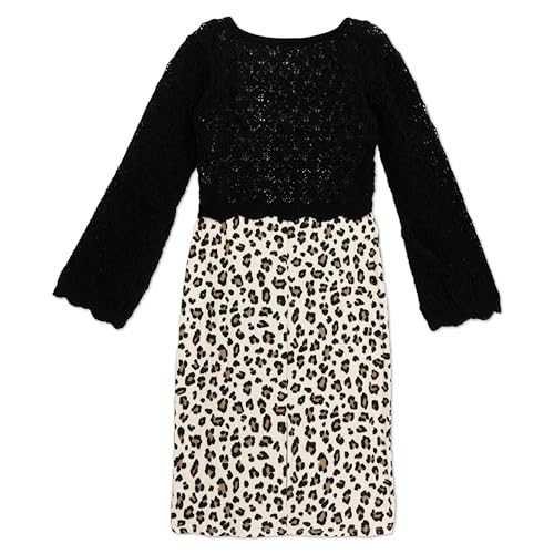 Speechless Girls' 2-Piece Crochet Long Sleeve Sweater Top and Midi Dress3