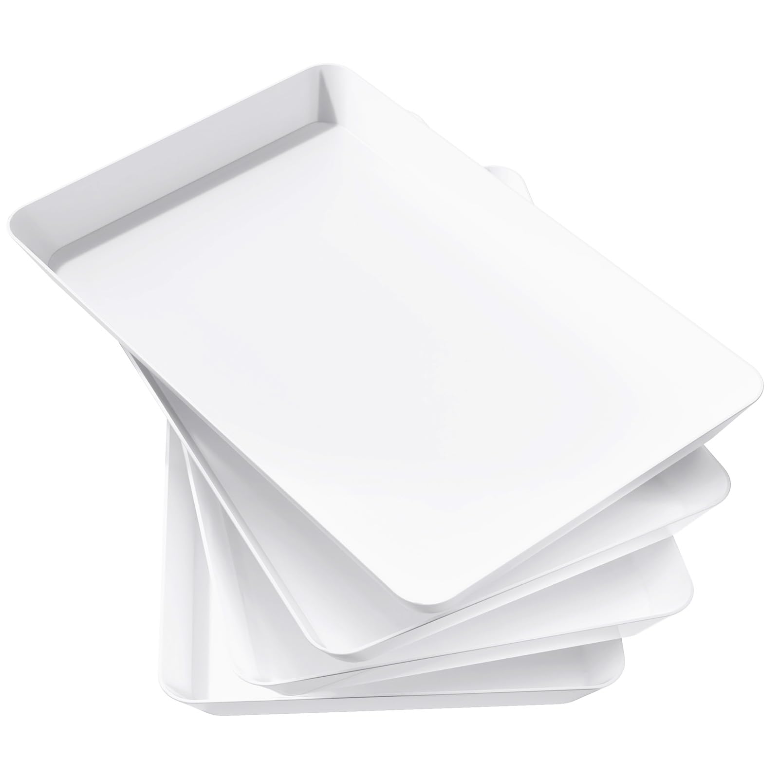 Lifewit Kunststoff Serviertablett, 36,7 x 24 cm, Großes Tablett, 4er-Set, BPA-frei, Wiederverwendbar, Servierplatte für Buffets, Feiern, Picknicks, Frühstück und Snacks, Weiß