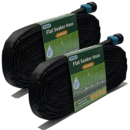 Secbulk 2025 Flat Soaker Hose 100 ft for Garden, 100'...