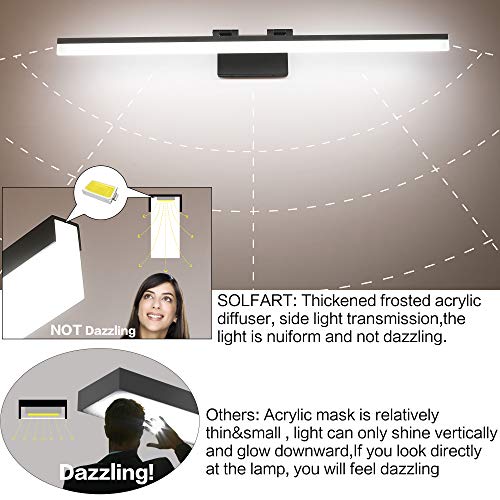 Image of SOLFART Modern Bathroom Light Fixtures 39.3Inch Modern LED Vanity Lights Above Mirror Fixture Acrylic Black Light Strip