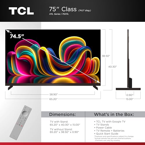 Image of TCL 75 Inch Class X11L | SQD-Mini LED | 75X11L, 2026 Model | 144HZ Ultimate Brightness & Contrast Dolby Vision | Up to LD20K Precise Dimming | Gemini AI Smart Google TV | Dolby Atmos Bang & Olufsen
