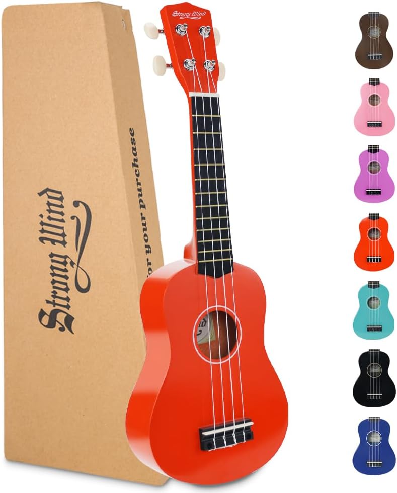 Strong Wind Soprano Ukulele - Stringed Musical Instrument Ukulele for Beginners, 21 Inch Basswood Ukelele (Orange)