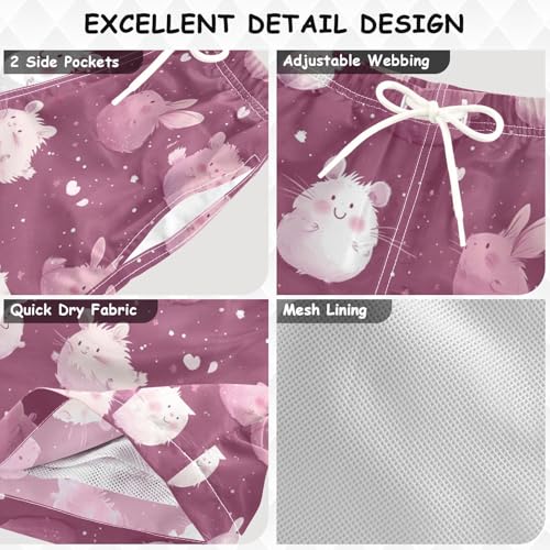 Pigsaly Boys Swim Trunks Cute Mauve Dusty Rose Rabbit Boys Board Shorts Swimsuit Swimwear Summer Bathing Suit 4T3