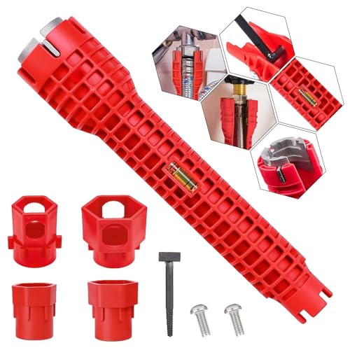 Riisoyu Llave de Lavabo, 7 en 1 Llave Multifuncional de Grifo Fregadero Llave de Tubo de Agua Plastico Llave Inglesa para Instalador de Grifos Lavamanos, Llave de fregadero para Inodoro,Baño,Cocina
