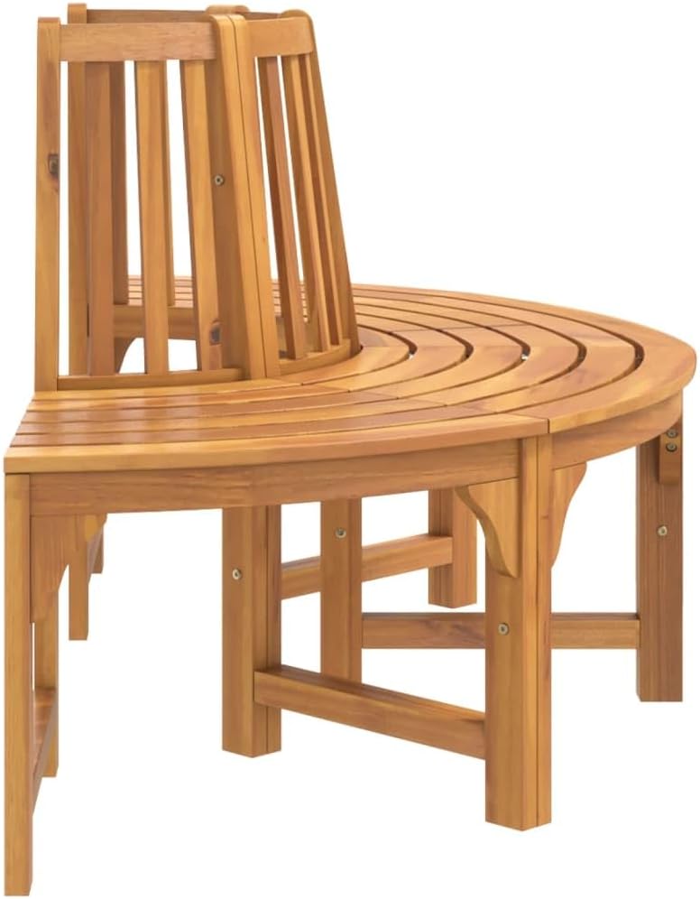 Tree Bench Reddish Brown Solid Eucalyptus Wood with an Oil Finish,Half Round Tree Bench Comfortable Garden Furniture with Rustic Charm for Outdoor Use Patio Furniture