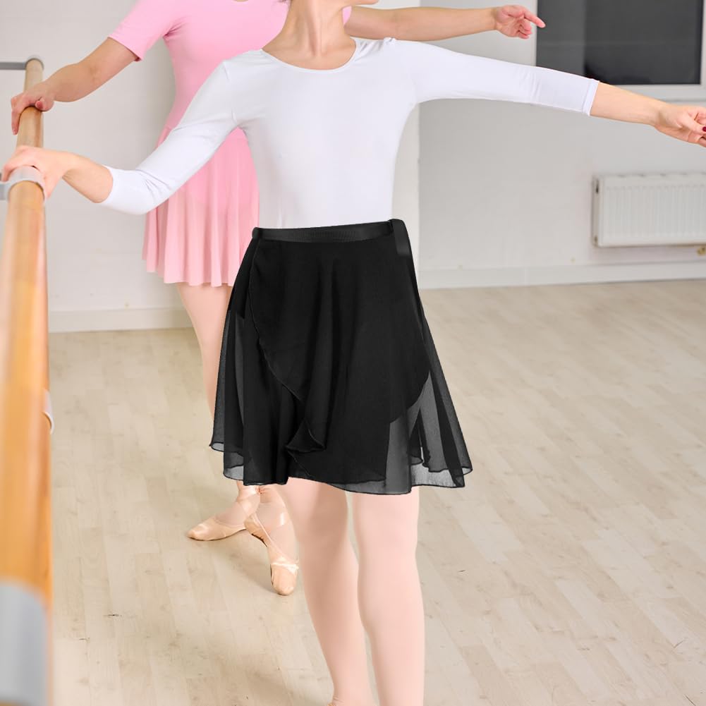 DiULi Falda de Ballet, 1 Pieza Falda de Abrigo la Danza de Ballet, Transpirable, Falda Envolvente de Gasa, Cintura Ajustable, Faldones de Baile para Mujeres y Niñas