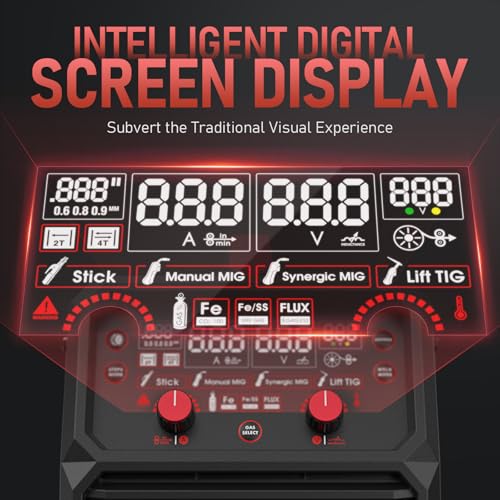 Image of YESWELDER 165A MIG Welder & Lift TIG Torch, 110V /220V Dual Voltage, 4 in 1 Gas MIG /Flux Core MIG /Lift TIG /Stick Multiprocess Large LED Digital Display MIG Welding Machine with 35-50 Lift TIG Gun
