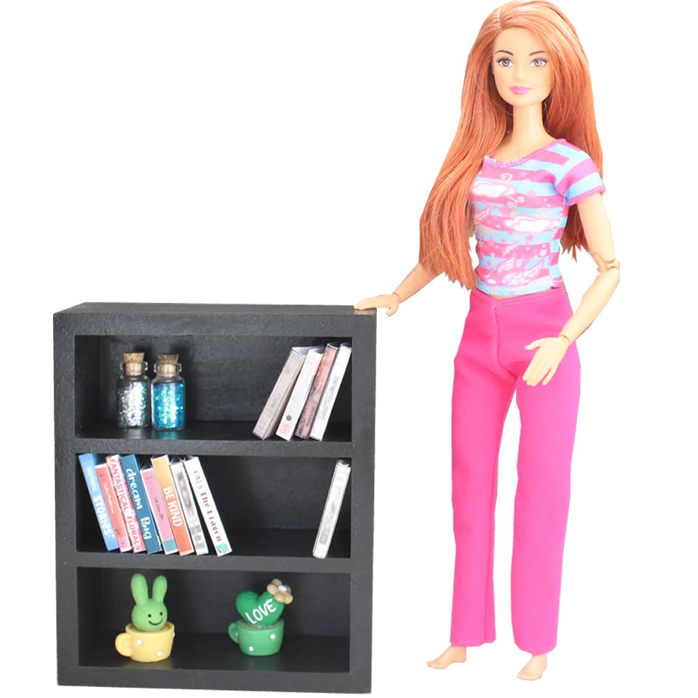 Dollhouse Bookcase, Doll Bookshelf, 1:6 Scale, Miniature 6th Scale Wooden Dollhouse Furniture, Modern Dollhouse Furniture