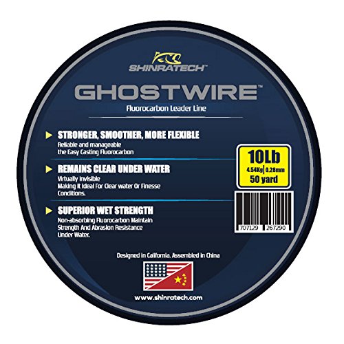 GHOSTWIRE ShinraTech 100% Fluorocarbon Leader Line (10lb 50yd Spool) - Clear and Virtually Invisible Underwater