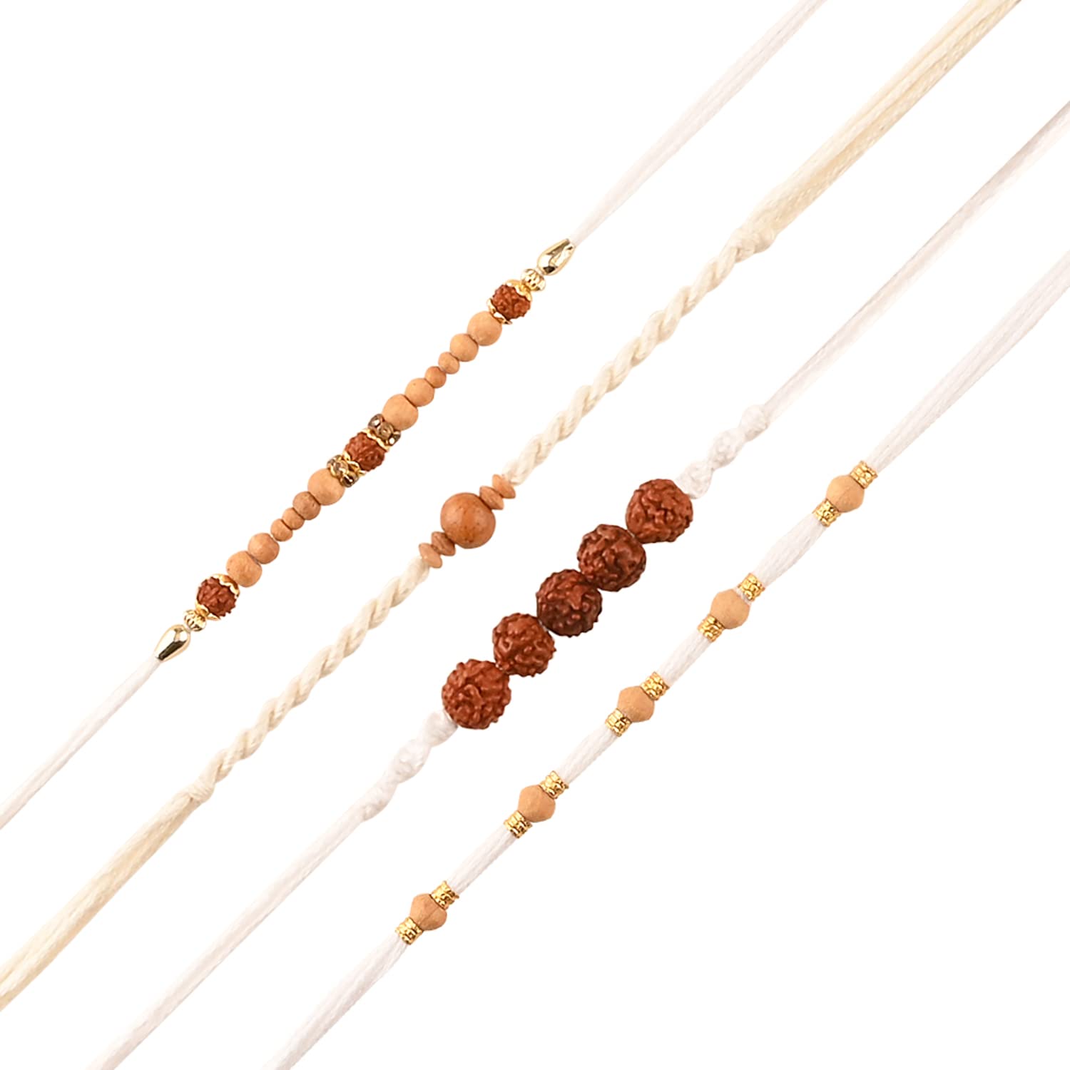 arendelle Raksha Bandhan Combo of 4 Rudraksh Rakhi with White Thread For Brother-picture-5