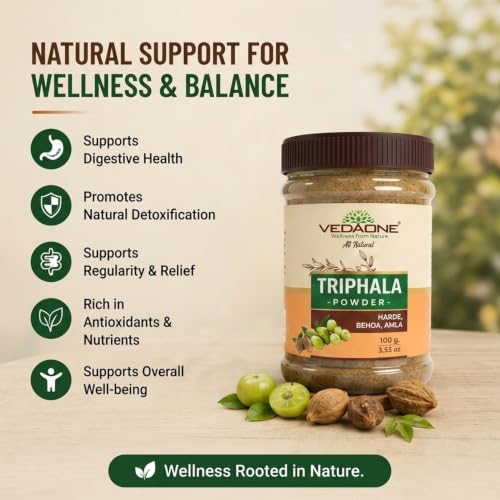 Image of Vedaone USDA Organic Triphala (Amala+Harde+Behda) Powder - 100g For Detoxification (Pack of 3)