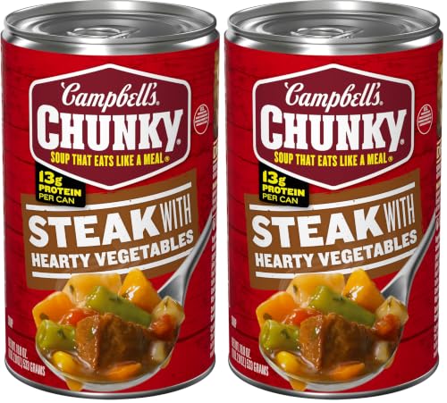 Image of Campbell's Chunky Soup, Steak With Hearty Vegetables Soup, 18.8 Oz Can (Pack of 2)