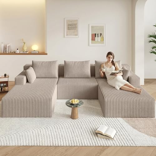 Image of 107 inch Boneless Cloud Couch Sectional Couches Sofa for Living Room