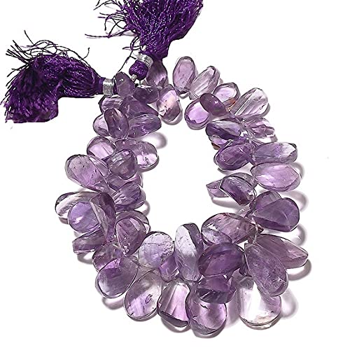 Perles améthyste rose poire facettée LKBEADS en rang de 12x7mm à 14x9mm