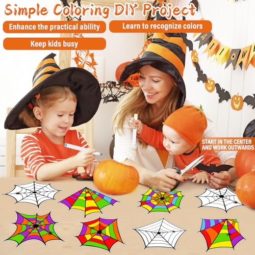 Qyeahkj QY1421 42Pcs Halloween Arts Crafts For Kids Halloween Spider Web Window Suncatchers Craft Diy Halloween Coloring Craft Window Cling Sticker With Markers Halloween Party Gift For Home Classroom Decor thumb #3