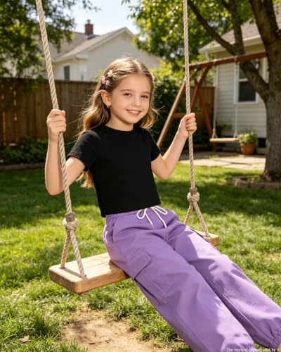Image of Betusline Girls Fall Winter Clothing Sets, Long Sleeve Crop Top & Cargo Jogger Pants 2 Piece Outfit Sets,4T-14Y