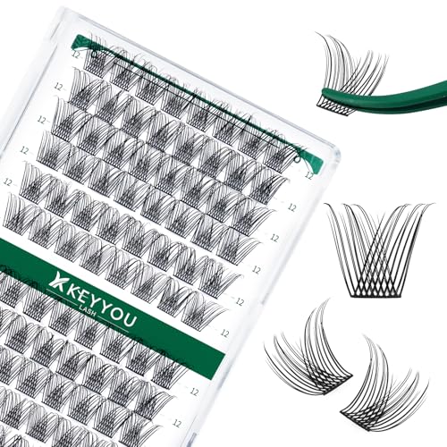 Image of Lash Clusters,96 Pcs Cluster Lashes Y13 D Curl 12mm DIY Lash Extensions Eyelash Clusters,KEYYOU Volume Wispy Individual Lashes Soft&Comfortable Easy DIY at Home(Y13,D-12mm)