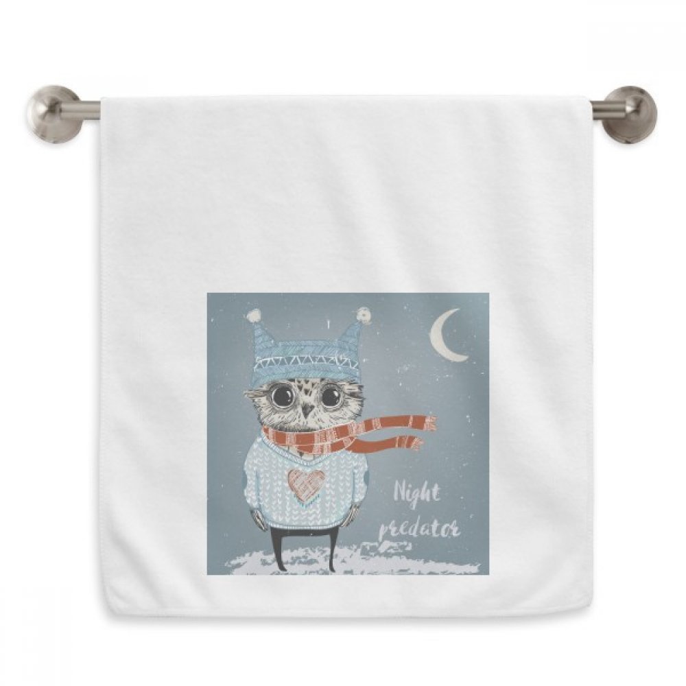 Serviettes débarbouillettes chouette hiver en coton blanc pour visage et mains