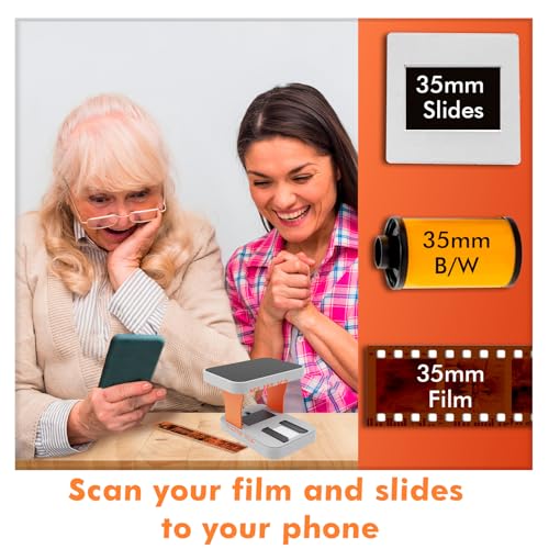 Image of KLIM K2 Mobile Film Scanner 35mm - Free APP - Positive & Negative Converter, Slide & Photo Digitizer, 35mm Color Developing Kit Essential - Top Choice for Preserving Old Photos - Orange & Grey