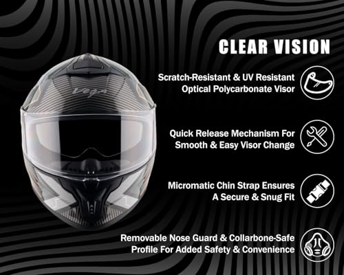 Image of Vega Zap Explore D /V Full Face Riding Helmet with Dual Visor, Shock Absorbing Liner, Comfortable Interior, Lightweight Build, Aerodynamic Design, and Modern Black Grey Styling Black Grey-XL