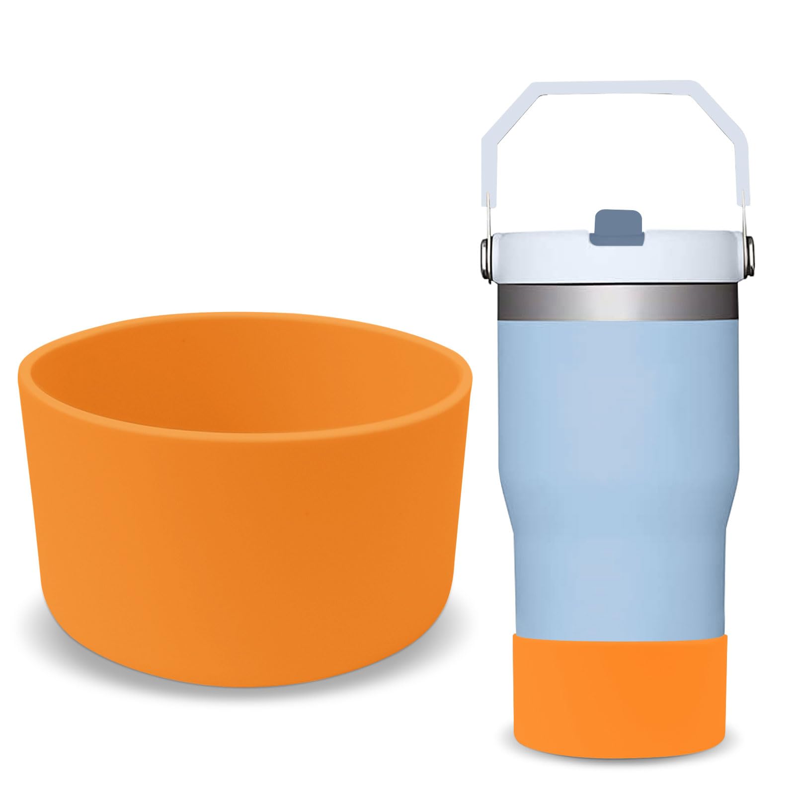 Slicone Cup Boot, Protective Bottle Bottom Protector, Cup Bottom Protector High Temperature Resistant Sillicone Water Bottle Sleeve (Orange, 3.54inch)