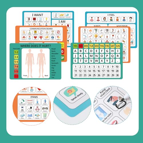 3 Pcs Communication Boards for Non Verbal Adults 11.81 x 8.27 Inches Colorful Picture Symbol Communication Cards Speech Therapy Tools for Autism Aphasia Stroke Patients Hospital Care Home Use - Image 4