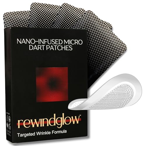 Rewindglow Anti-Wrinkle Micro Dart Patches with Niacinamide Hyaluronic Acid Vitamin C & Peptides - Under Eye Patches for Wrinkles Crows Feet and Smile Lines - 4 Pairs