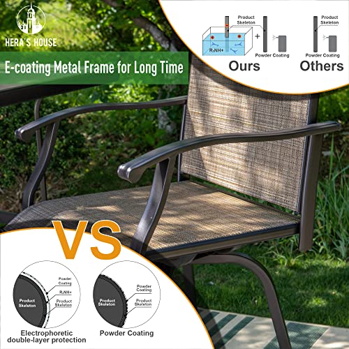 Hera's House Outdoor Swivel Bar Stool Chairs Set Of 6, 30 Inch Bar Seat Height High Top Patio Chairs With Solid Back & Armrest, All Weather Textilene Sling Fabric Chair With E-Coating Metal Frame #TOP2