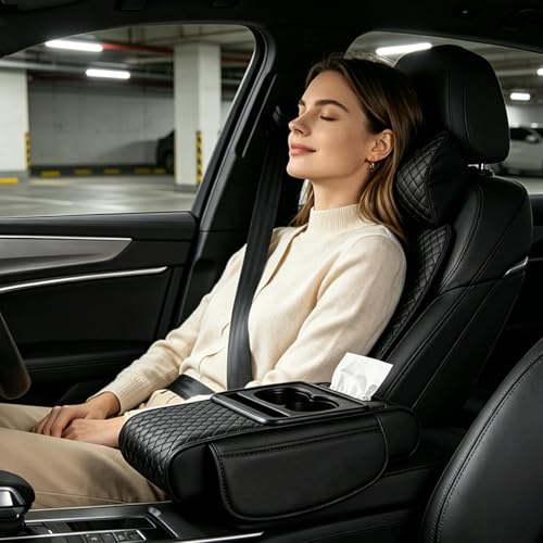 Coussin d'accoudoir automobile avec poche de rangement et protection intégrée - 7