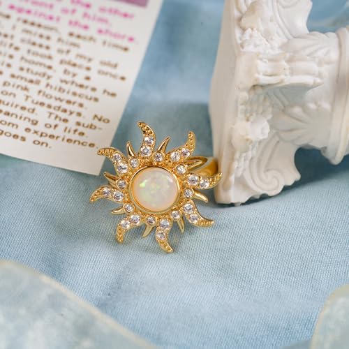 Opal Sun Tangled Rapunzel Wedding Ring Rapunzel Princess Sunburst Jewelry Sunflower Engagement Ring Halloween Dress up Gifts For Her3