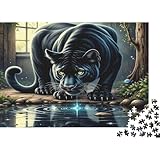 Pantera Negra Rompecabezas 1000 Piezas Papel Adultos Escena Nocturna Relajante Decoración Regalo 38x26cm/1000pcs