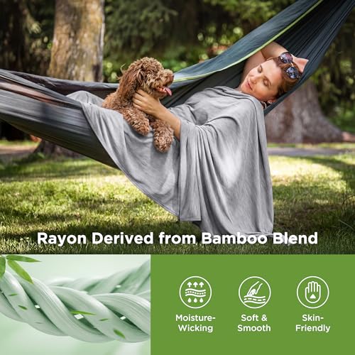Image of Bedsure Light Grey Cooling Blanket Twin XL for Hot Sleepers - Summer Cold Blanket with Rayon Derived from Bamboo for Twin Size Bed, Ice Cool Cold Lightweight Arc-Chill Thin Summer Bedding, 60x90