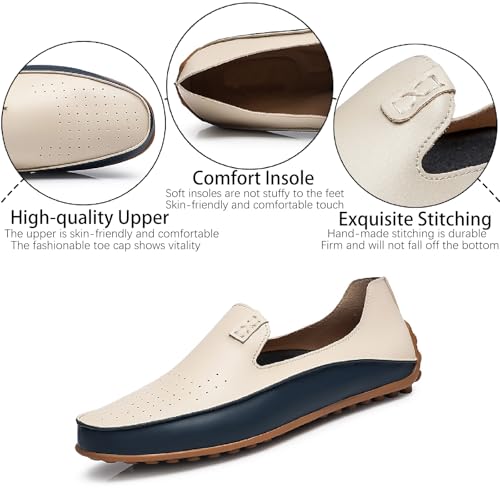 Men's Leather Penny Loafers Casual Breathable Round Toe Lightweight Soft Flat Slip On Moccasins Loafers for Daily Driving Walking Shoes3